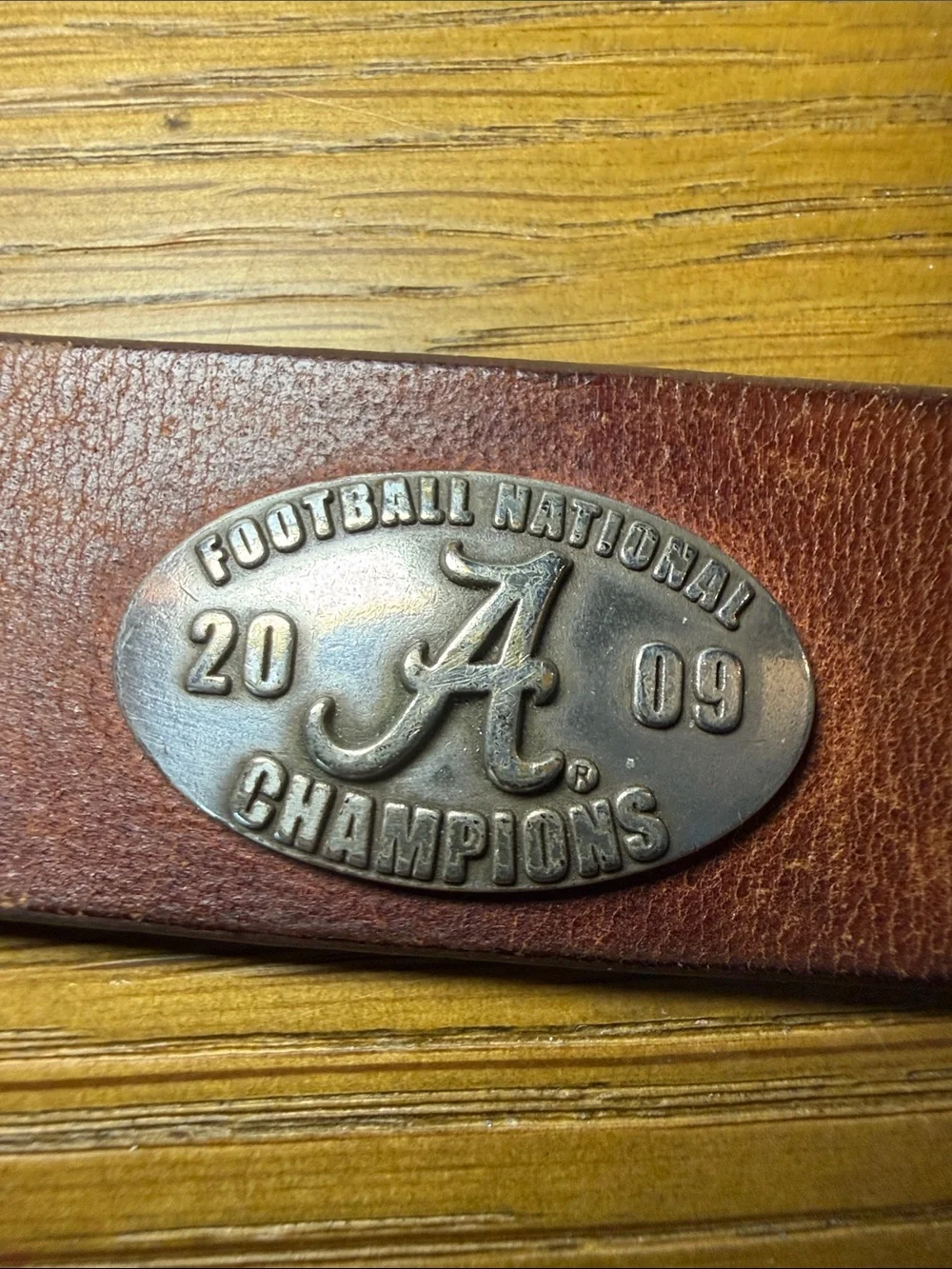 Alabama Crimson Tide 2009 National Champions Leather Belt Size 46 Brown